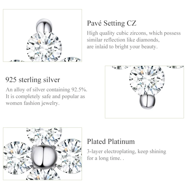 (image for) Pandora Style Silver Flower of Light Stud Earrings - SCE648 - View 3