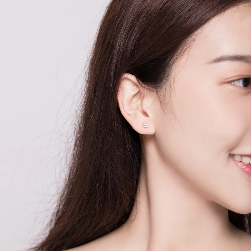 (image for) Pandora Style Silver Flower of Light Stud Earrings - SCE648 - View 6