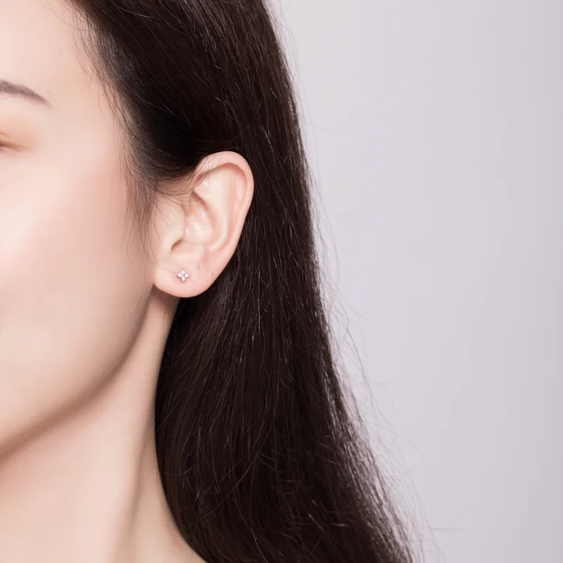 (image for) Pandora Style Silver Flower of Light Stud Earrings - SCE648 - View 7