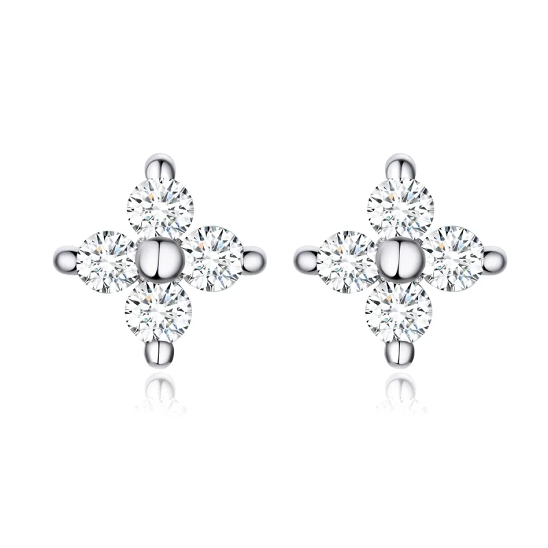 (image for) Pandora Style Silver Flower of Light Stud Earrings - SCE648 - Product Image