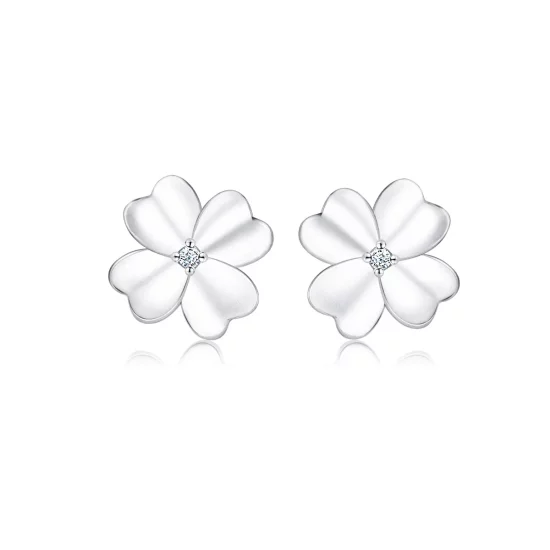 Pandora Style Silver Silver Flower Stud Earrings - SCE864
