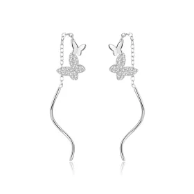 Pandora Style Silver Flying Butterflies Dangle Earrings - BSE436 Pandora Style Silver Flying Butterflies Dangle Earrings - BSE436