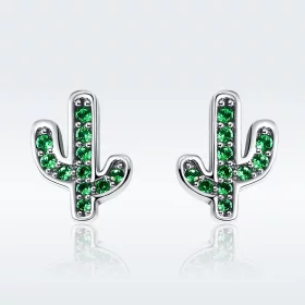 Pandora Style Silver Fresh Cactus Stud Earrings - SCE097 Pandora Style Silver Fresh Cactus Stud Earrings - SCE097