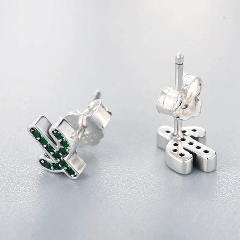 (image for) Pandora Style Silver Fresh Cactus Stud Earrings - SCE097 - View 5