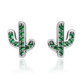 Pandora Style Silver Fresh Cactus Stud Earrings - SCE097
