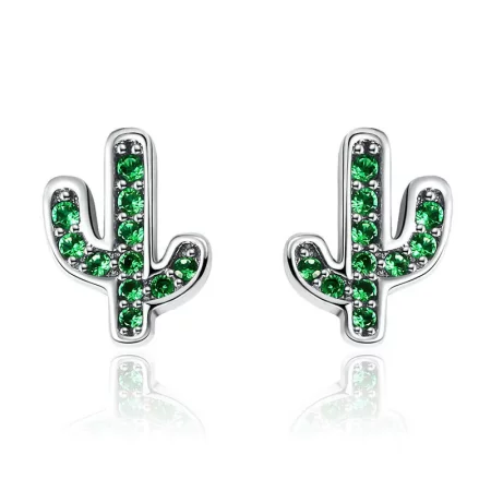 Pandora Style Silver Fresh Cactus Stud Earrings - SCE097 Pandora Style Silver Fresh Cactus Stud Earrings - SCE097