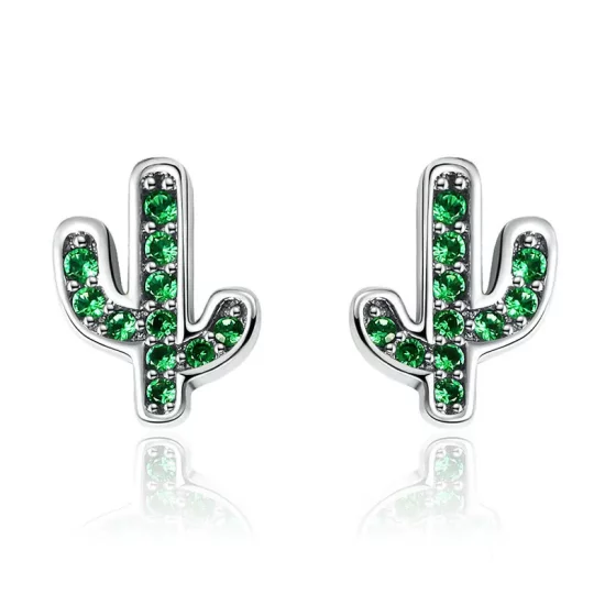 Pandora Style Silver Fresh Cactus Stud Earrings - SCE097