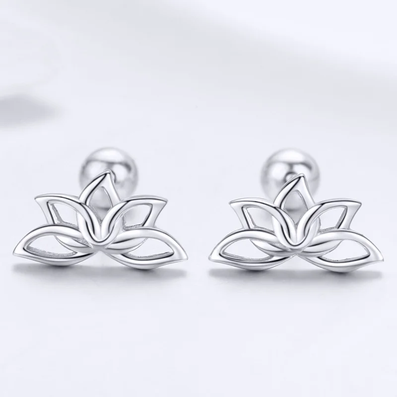 (image for) Pandora Style Silver Fresh Lotus Stud Earrings - BSE024 - View 2