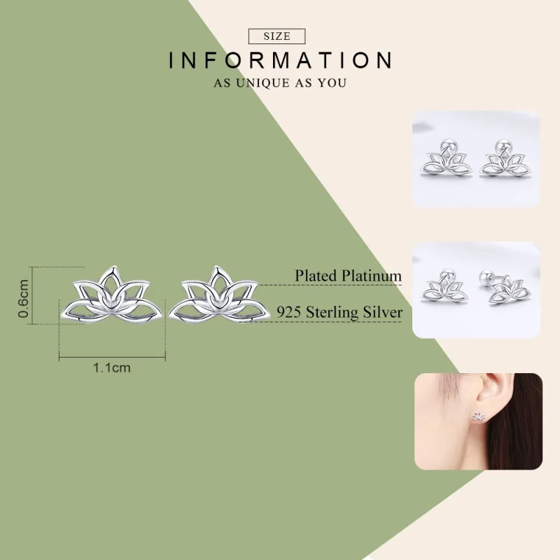 (image for) Pandora Style Silver Fresh Lotus Stud Earrings - BSE024 - View 7