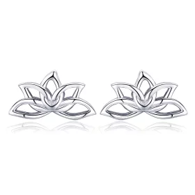 Pandora Style Silver Fresh Lotus Stud Earrings - BSE024 Pandora Style Silver Fresh Lotus Stud Earrings - BSE024