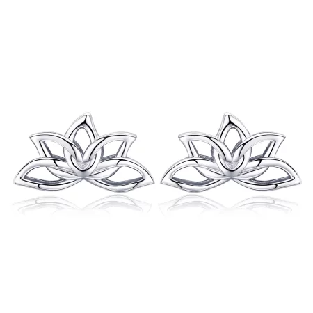 Pandora Style Silver Fresh Lotus Stud Earrings - BSE024