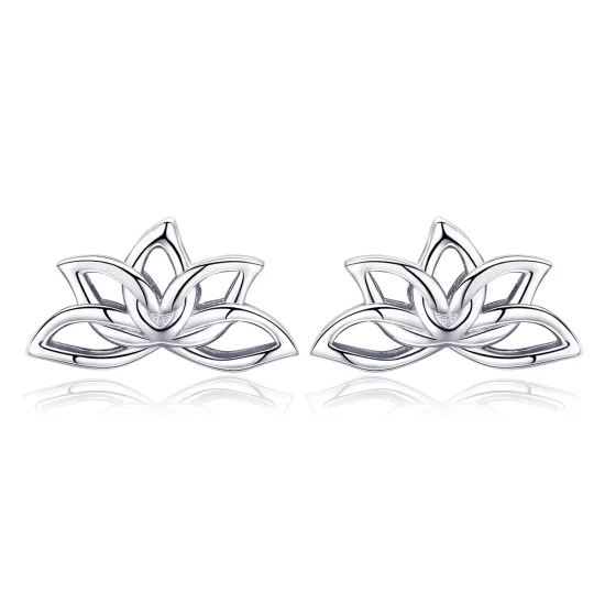 Pandora Style Silver Fresh Lotus Stud Earrings - BSE024
