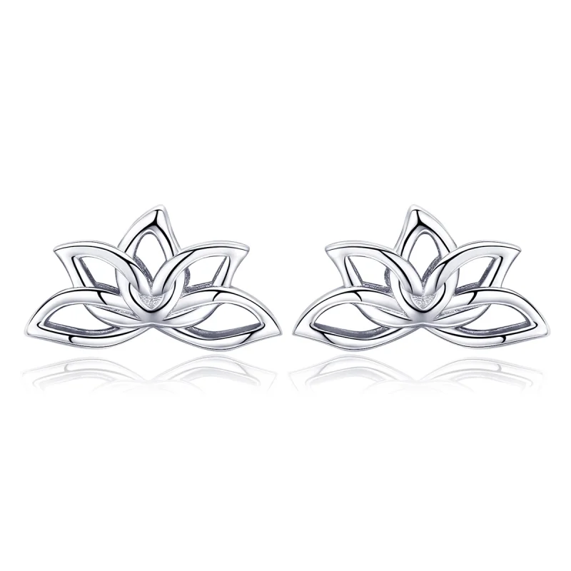 (image for) Pandora Style Silver Fresh Lotus Stud Earrings - BSE024 - Product Image