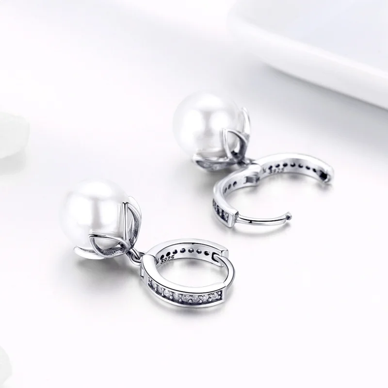 (image for) Pandora Style Silver Gentle Love Hanging Earrings - SCE482 - View 4