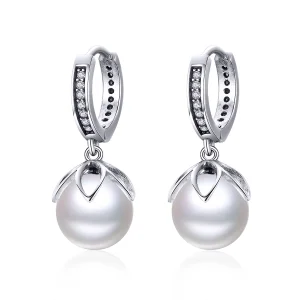 (image for) Pandora Style Silver Gentle Love Hanging Earrings - SCE482