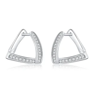 (image for) Pandora Style Silver Geometric Hoop Earrings - SCE975
