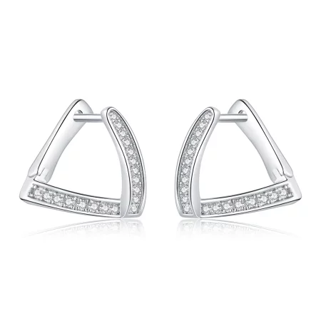 Pandora Style Silver Geometric Hoop Earrings - SCE975