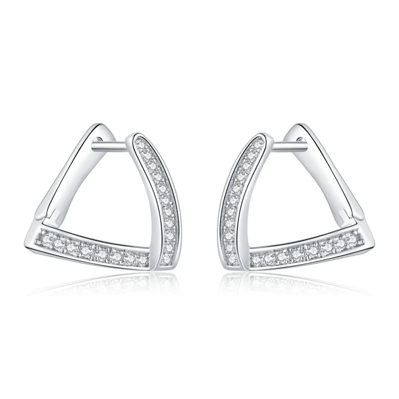 (image for) Pandora Style Silver Geometric Hoop Earrings - SCE975 - Product Image