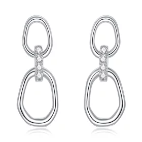 Pandora Style Silver Geometry Dangle Earrings - SCE1016 Pandora Style Silver Geometry Dangle Earrings - SCE1016