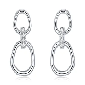 (image for) Pandora Style Silver Geometry Dangle Earrings - SCE1016