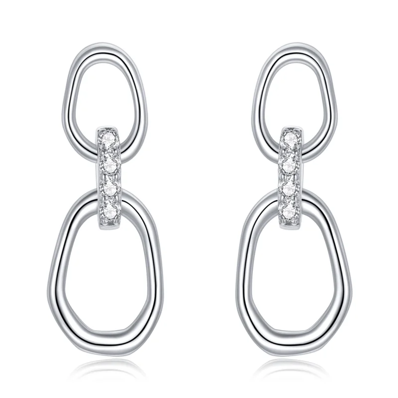 (image for) Pandora Style Silver Geometry Dangle Earrings - SCE1016 - Product Image