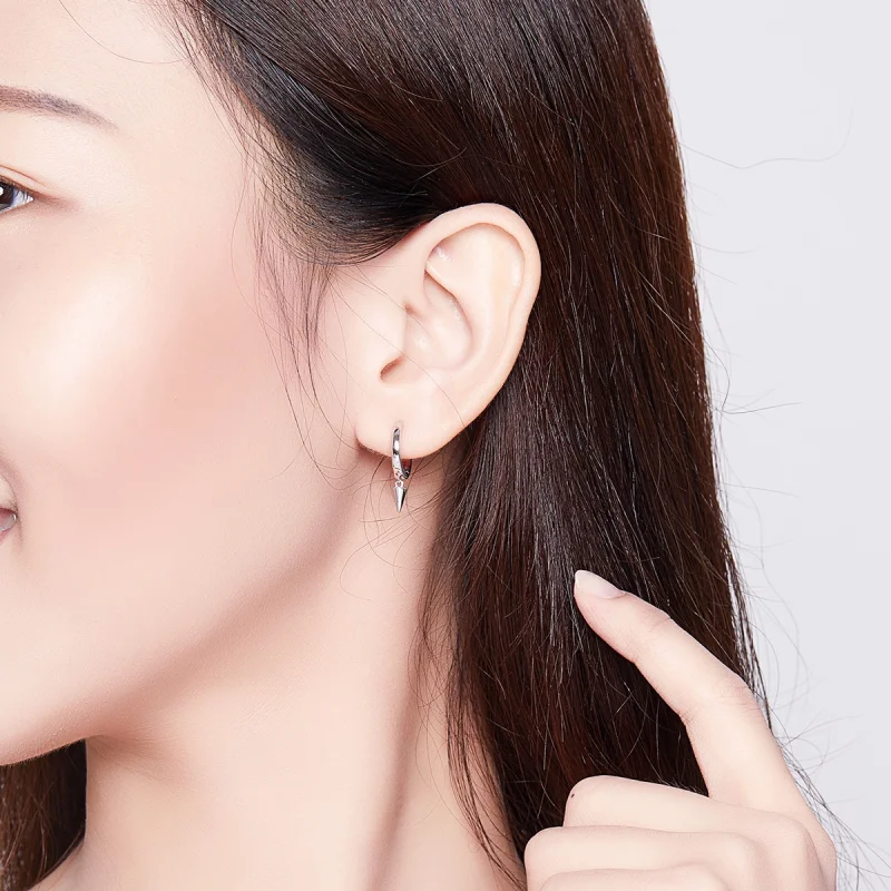 (image for) Pandora Style Silver Geometry Dangle Earrings - SCE744 - View 5