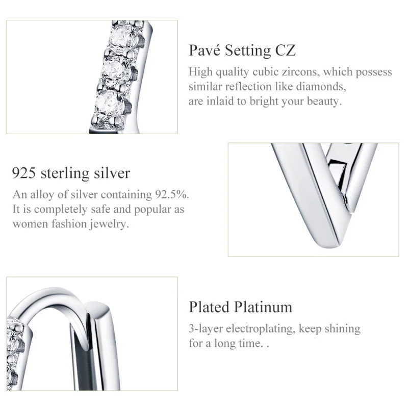 (image for) Pandora Style Silver Geometry Hoop Earrings - BSE162 - View 3