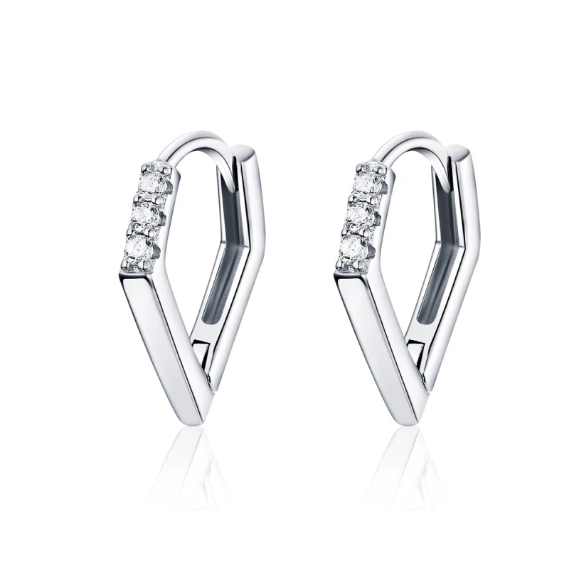 (image for) Pandora Style Silver Geometry Hoop Earrings - BSE162 - Product Image