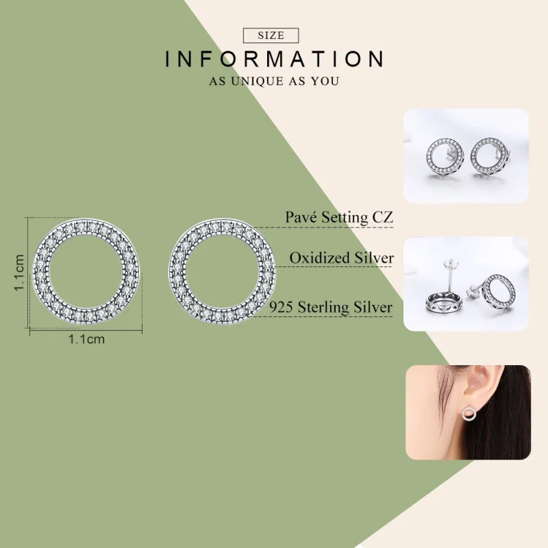 (image for) Pandora Style Silver Geometry Light Stud Earrings - SCE417 - View 3