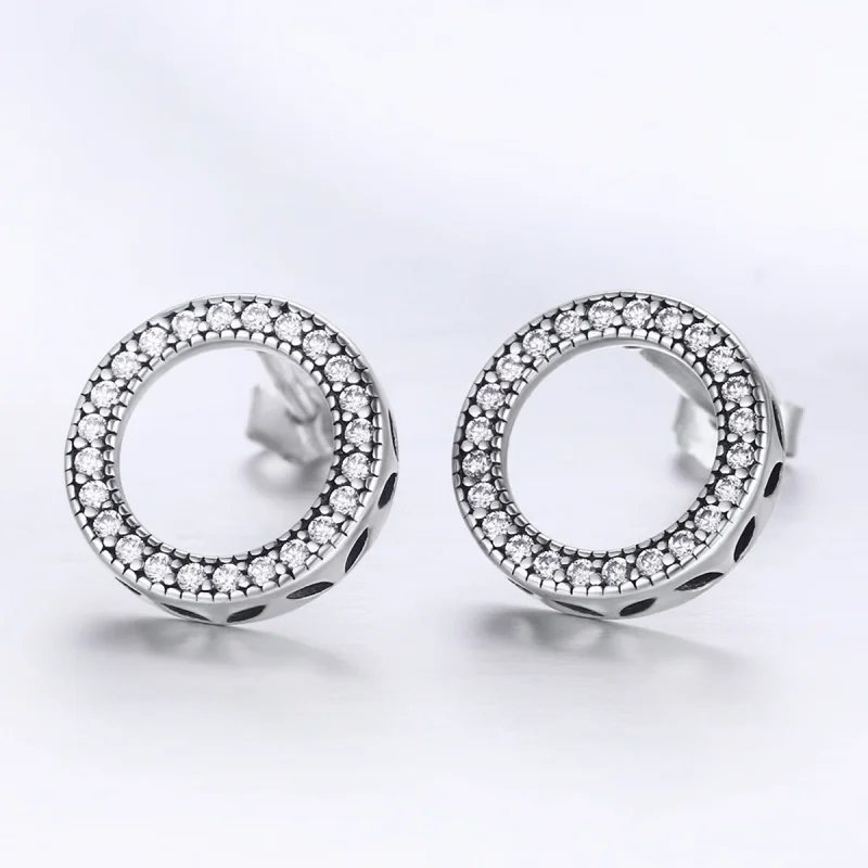 (image for) Pandora Style Silver Geometry Light Stud Earrings - SCE417 - View 4