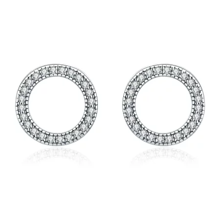 Pandora Style Silver Geometry Light Stud Earrings - SCE417