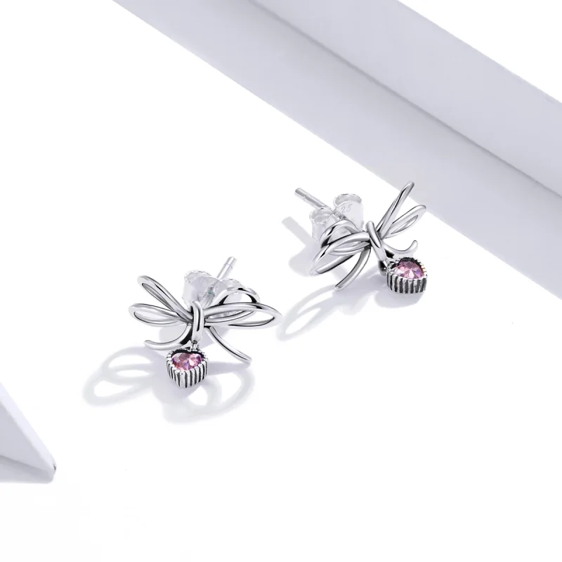 (image for) Pandora Style Silver Gift With Bow Stud Earrings - SCE962 - View 4
