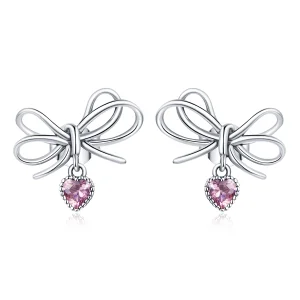 (image for) Pandora Style Silver Gift With Bow Stud Earrings - SCE962