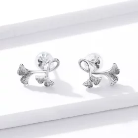 Pandora Style Silver Ginkgo Leaf Stud Earrings - BSE328 Pandora Style Silver Ginkgo Leaf Stud Earrings - BSE328