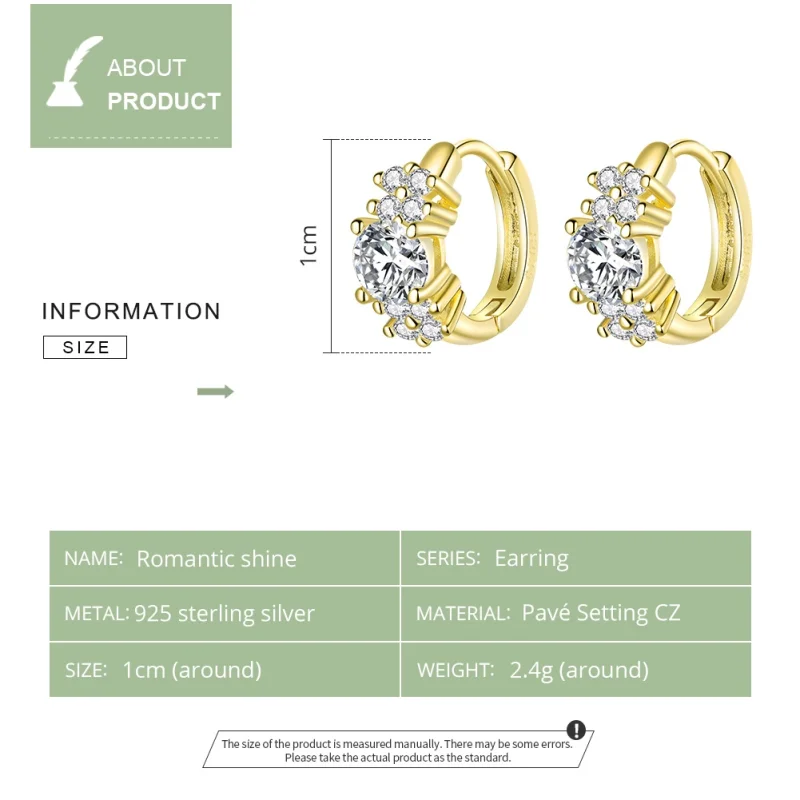 (image for) Pandora Style Silver & Gold-Plated Romantic Shine Hoop Earrings - SCE485-B - View 2