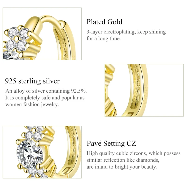 (image for) Pandora Style Silver & Gold-Plated Romantic Shine Hoop Earrings - SCE485-B - View 3