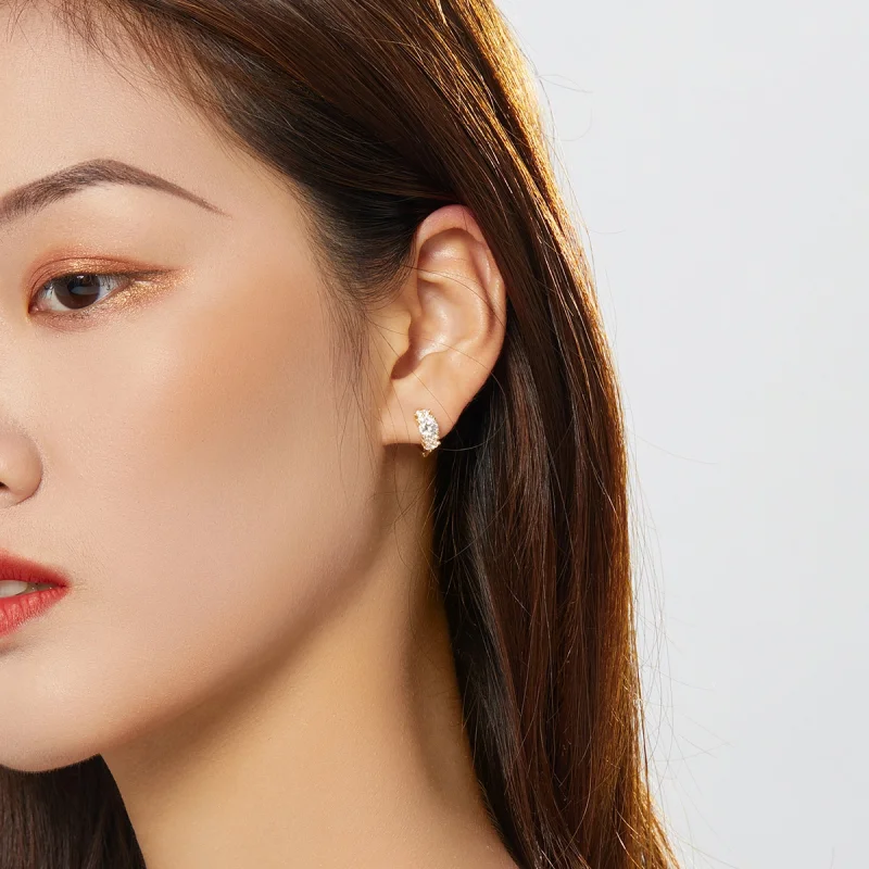 (image for) Pandora Style Silver & Gold-Plated Romantic Shine Hoop Earrings - SCE485-B - View 6