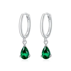 (image for) Pandora Style Silver Green Drop Dangle Earrings - SCE1018-GN
