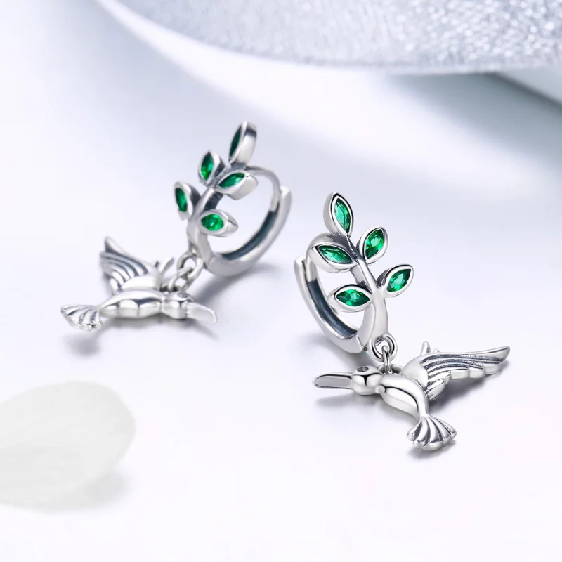 (image for) Pandora Style Silver Greetings From Hummingbirds Stud Earrings - SCE464 - View 5