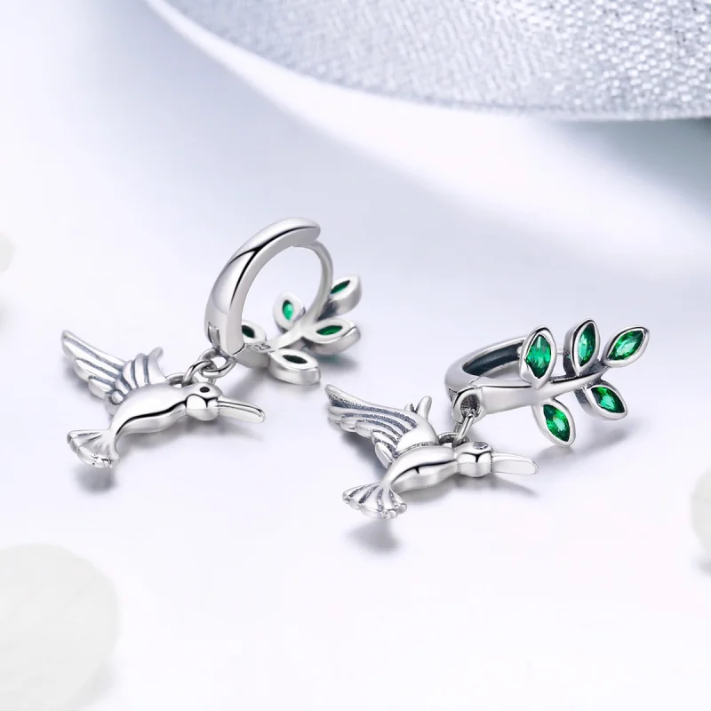 (image for) Pandora Style Silver Greetings From Hummingbirds Stud Earrings - SCE464 - View 6