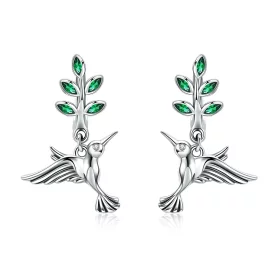 Pandora Style Silver Greetings From Hummingbirds Stud Earrings - SCE464