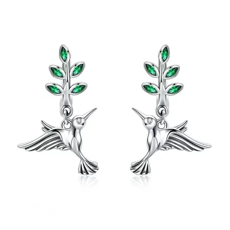 Pandora Style Silver Greetings From Hummingbirds Stud Earrings - SCE464