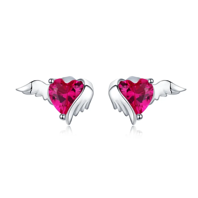 (image for) Pandora Style Silver Guardian Heart Stud Earrings - SCE690 - Product Image