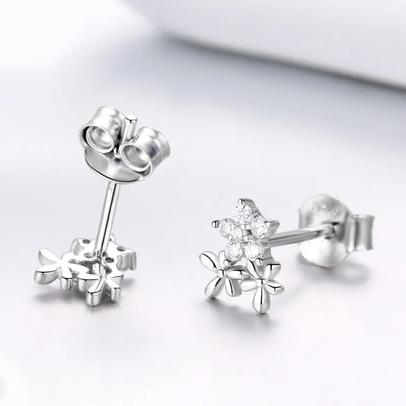(image for) Pandora Style Silver Gypsophila Stud Earrings - BSE030 - View 2
