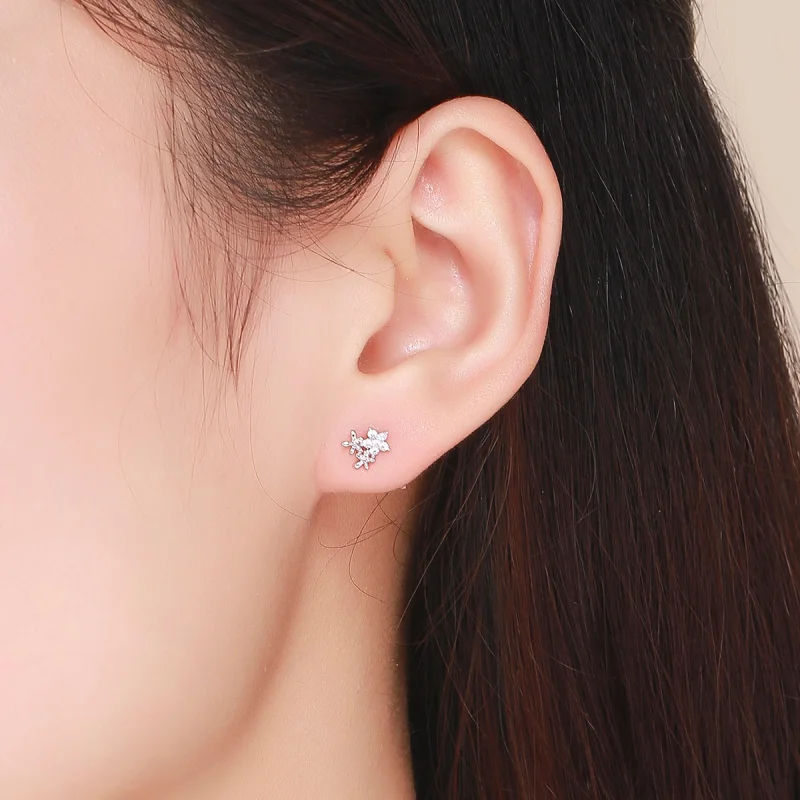 (image for) Pandora Style Silver Gypsophila Stud Earrings - BSE030 - View 5