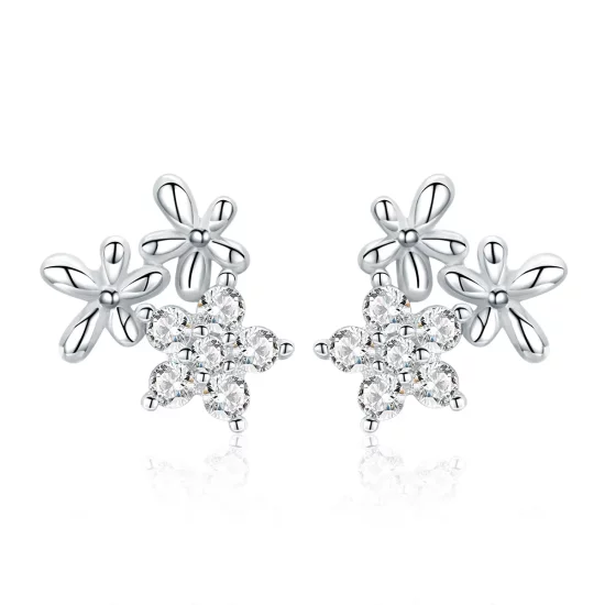 Pandora Style Silver Gypsophila Stud Earrings - BSE030