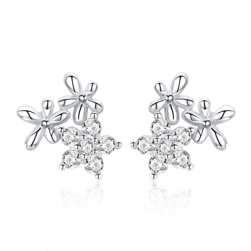 (image for) Pandora Style Silver Gypsophila Stud Earrings - BSE030 - Product Image