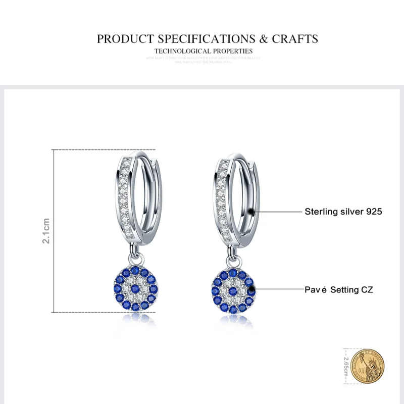 (image for) Pandora Style Silver Hanging Earrings - SCE058 - View 3