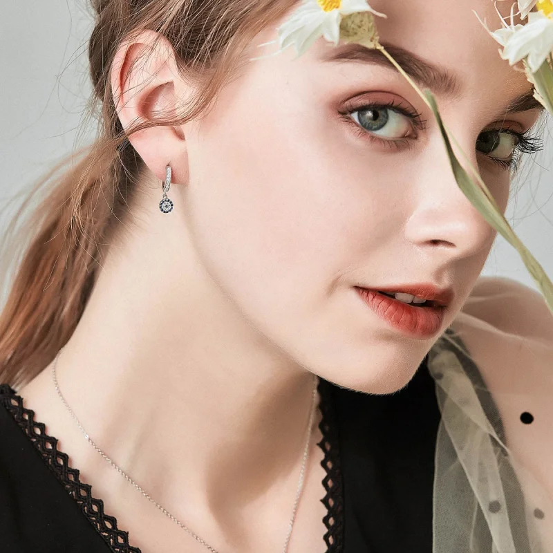 (image for) Pandora Style Silver Hanging Earrings - SCE058 - View 5