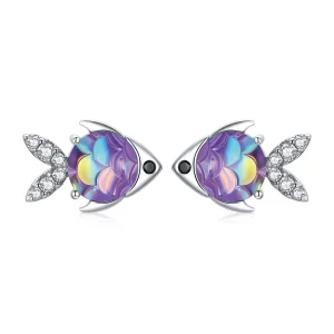 (image for) Pandora Style Silver Happy Little Fish Stud Earrings - SCE1028